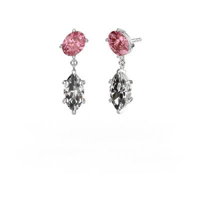 Oorhangers Toi et Moi OVL-MRQ 950 platina roze lab grown diamant 8x6 mm