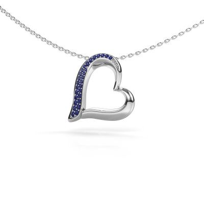 Necklace Heart 1 585 white gold sapphire 1.2 mm
