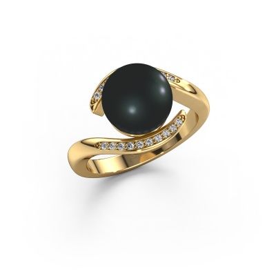 Bague Dedra 585 or jaune perle noire 9 mm