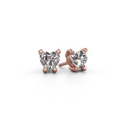 Boucles d'oreilles Sam Heart 585 or rose diamant 0.80 crt