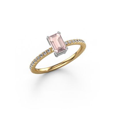 Engagement ring Denita 2 EME 585 gold morganite champagne 6x4 mm