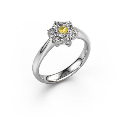 Promise ring Chantal 1 585 white gold yellow sapphire 2.4 mm
