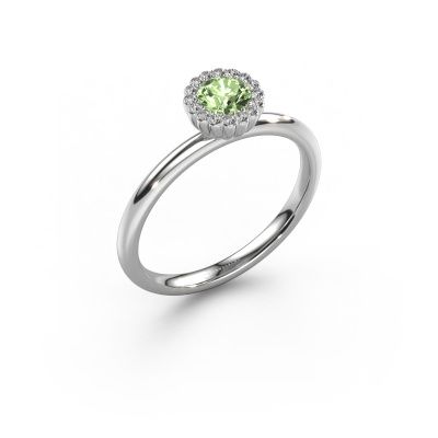 Engagement ring Queen 950 platinum green lab grown diamond 4.2 mm