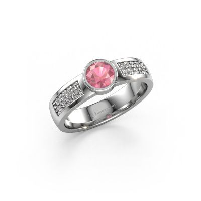 Engagement ring Ise 3 950 platinum tourmaline pink 4.7 mm