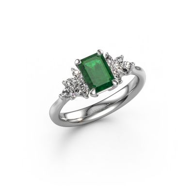 Engagement ring Fiona EME 950 platinum emerald 7x5 mm