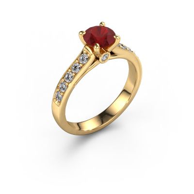 Engagement ring Valorie RND 2 585 gold ruby 6.5 mm