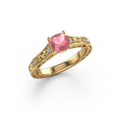 Engagement ring Mallory CUS 585 gold tourmaline pink 5.5 mm
