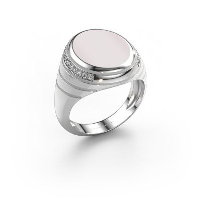 Signet ring Luuk 585 white gold red sardonyx 15x12 mm