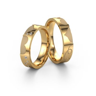 Wedding rings set WH2114LM25A ±5x1.7 mm 14 Carat gold diamond 0.015 crt