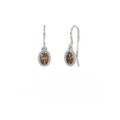 Drop earrings Seline ovl 585 white gold brown diamond 0.96 crt
