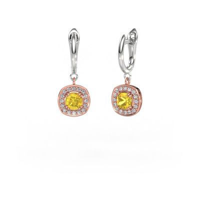 Drop earrings Marlotte 1 585 rose gold yellow sapphire 5 mm