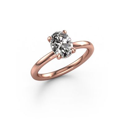 Engagement ring Simone OVL 2 585 rose gold zirconia 8x6 mm