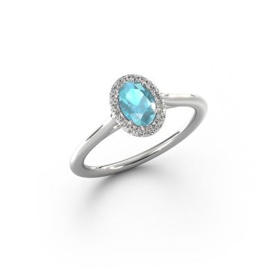 Engagement ring Seline ovl 1 585 white gold blue topaz 6x4 mm