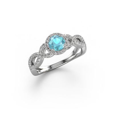 Engagement ring Dionne rnd 950 platinum blue topaz 5 mm