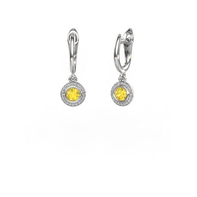 Pendants d'oreilles Noud RND 950 platine saphir jaune 4 mm