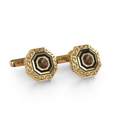 Cufflinks Dion 585 gold smokey quartz 5 mm