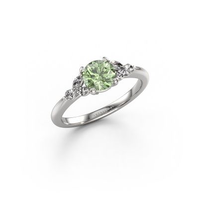 Engagement ring Megan RND 585 white gold green lab grown diamond 5.7 mm