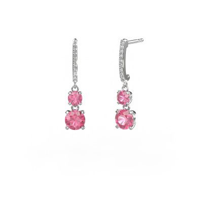 Drop earrings Tanja 2 950 platinum pink sapphire 4.2 mm