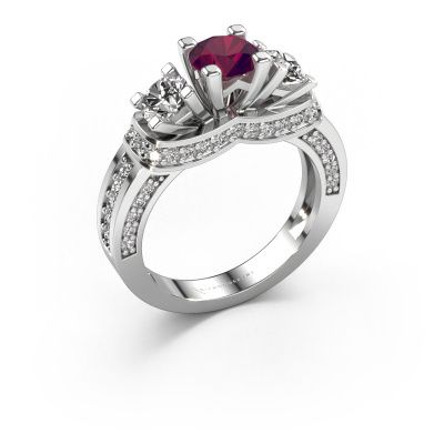 Bague de fiançailles Phileine 585 or blanc rhodolite 5 mm