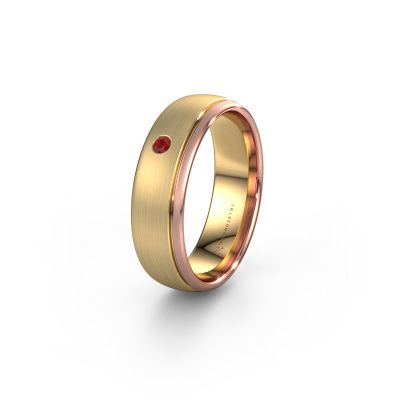 Wedding ring WH0501L36AM 585 gold ruby ±0.24x0.07 in