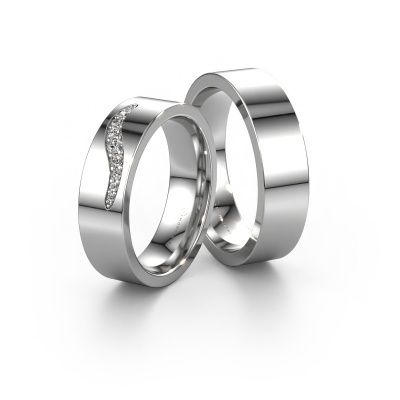 Wedding rings set WH2053LM16BP ±0.24x0.08 in 14 Carat white gold diamond 0.028 crt