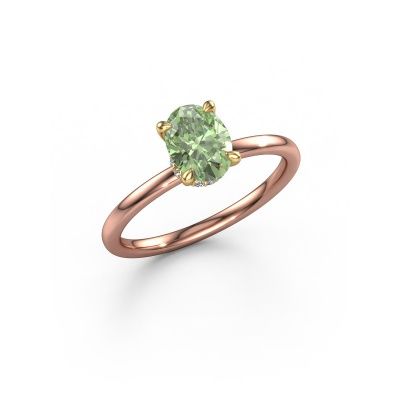 Engagement ring Crystal OVL 3 585 rose gold green lab grown diamond 7,5x5,5 mm