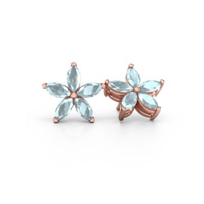 Stud earrings Sylvana 585 rose gold aquamarine 5x2.5 mm
