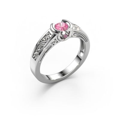 Ring Elena 585 white gold pink sapphire 4 mm
