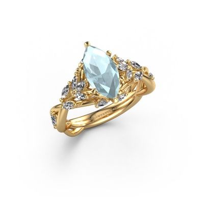 Engagement ring Samantha MRQ 585 gold aquamarine 11x5.5 mm