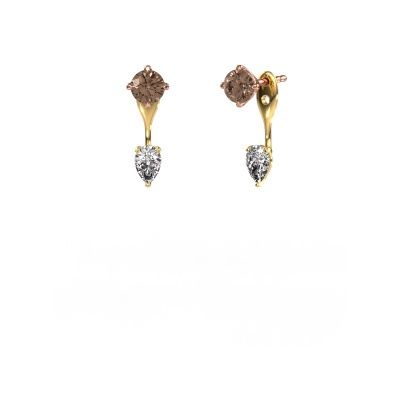 Drop earrings Kate RND-PER 585 rose gold brown diamond 1.90 crt