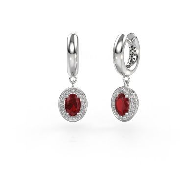 Drop earrings Annett 950 platinum ruby 7x5 mm