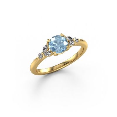 Engagement ring Megan RND 585 gold blue lab grown diamond 5.7 mm