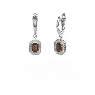 Pendants d'oreilles Dodie 1 585 or blanc quartz fumé 6x4 mm