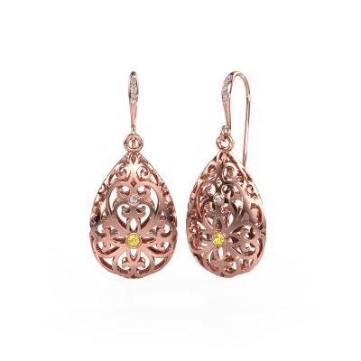 Drop earrings Idalia 2 585 rose gold yellow sapphire 2 mm