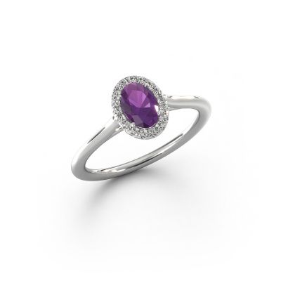 Verlobungsring Seline ovl 1 585 Weißgold Amethyst 6x4 mm