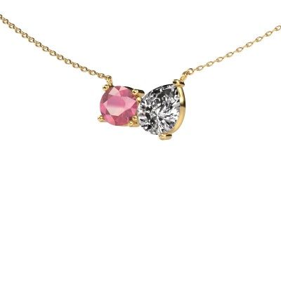 Pendant Toi et Moi RND PER 585 gold tourmaline pink 6.5 mm
