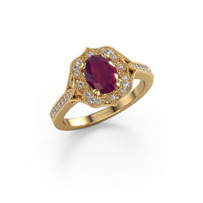 Engagement ring Loni 585 gold rhodolite 7,5x5,5 mm