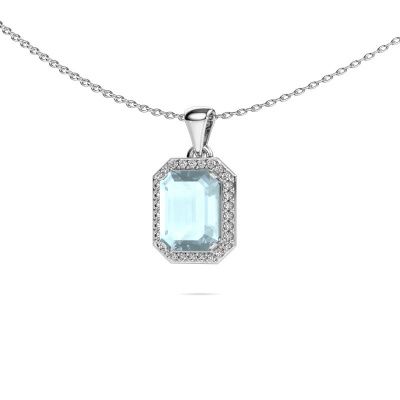 Hanger Dodie 585 witgoud aquamarijn 8x6 mm