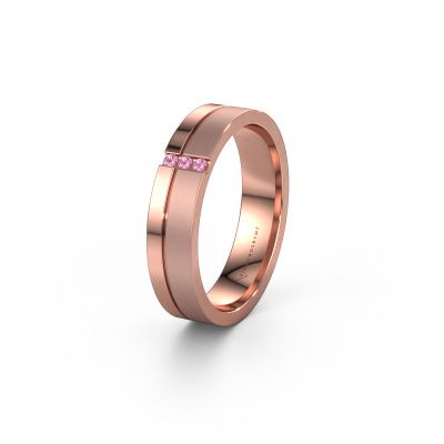 Wedding ring WH0157L14XPM 585 rose gold pink sapphire ±4x1.4 mm