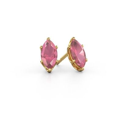 Stud earrings Sam MRQ 585 gold tourmaline pink 10x5 mm