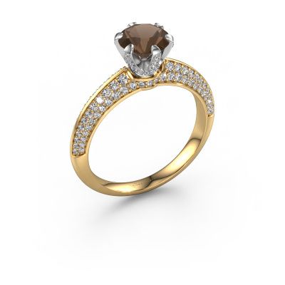 Engagement ring Abby 585 gold smokey quartz 6.5 mm