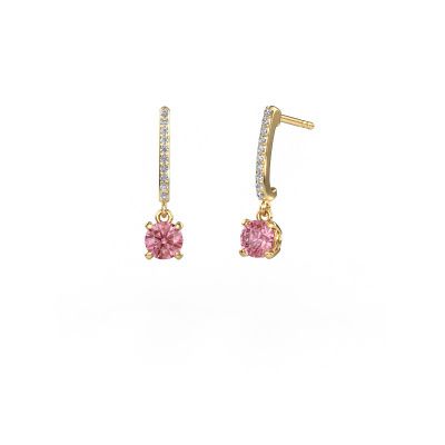 Drop earrings Tanja 1 585 gold pink lab grown diamond 5 mm