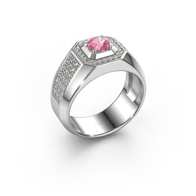 Men's ring Pavan 585 white gold pink sapphire 5 mm