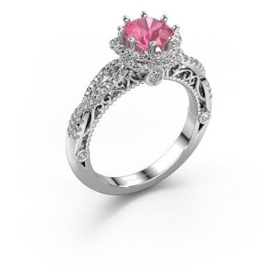 Bague de fiançailles Lysanne 950 platine saphir rose 6.5 mm