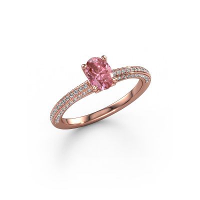 Engagement ring Elenore ovl 585 rose gold pink lab grown diamond 6.5x4.5 mm