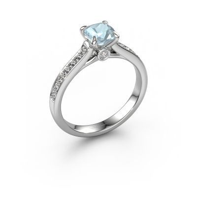 Verlobungsring Valorie cus 2 585 Weißgold Aquamarin 5.5 mm