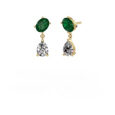 Earrings Toi et Moi OVL-PER 585 gold emerald 8x6 mm