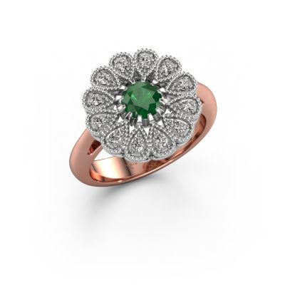 Engagement ring Kaat 585 rose gold emerald 5 mm