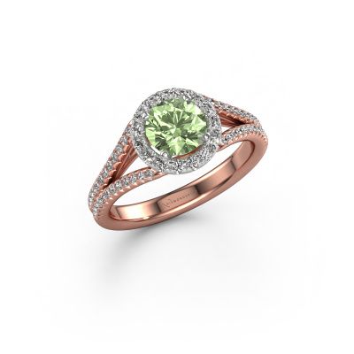 Engagement ring Verla rnd 2 585 rose gold green lab grown diamond 6.5 mm
