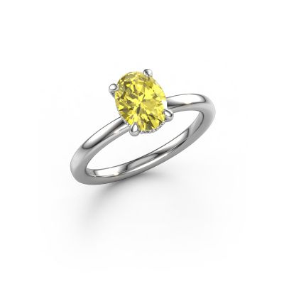 Engagement ring Simone OVL 2 950 platinum yellow lab grown diamond 8x6 mm